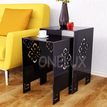 Load image into Gallery viewer, (2 Pieces/lot) Waterfall Engraved Acrylic Nesting Side Table,Lucite Occasional Sofa Riser Tables - ONE LUX