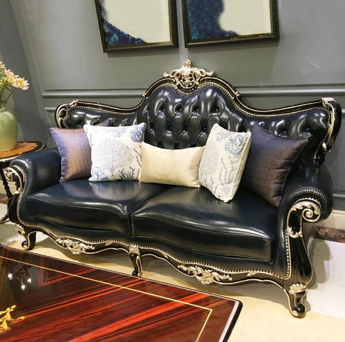 Baroque Royal Palace Tufted High Back Sofa / Handcrafted Curve Detailed Carving / Package:1-seat 2-seat, 3-seat Sofa 1pc Each