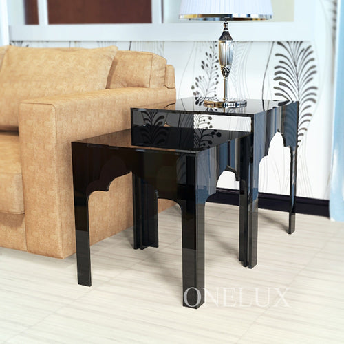 (2 PCS/SET)  Engraved Acrylic Nesting Sofa Tables,Lucite Occasional Side Riser Table, Small Furnitures