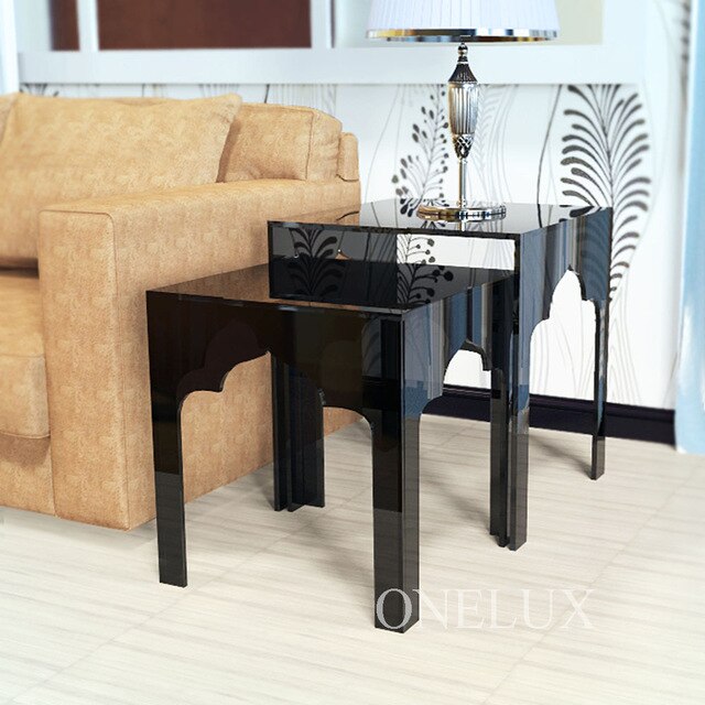 (2 PCS/SET)  Engraved Acrylic Nesting Sofa Tables,Lucite Occasional Side Riser Table, Small Furnitures